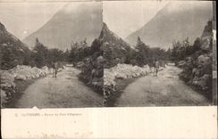 Carte Stereoscopique - Cauterets - Route du Pont d Espagne - CPA 