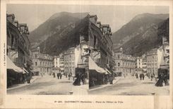 Carte Stereoscopique - Cauterets - Place de l Hotel de Ville - CPA 