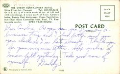 CPA The Green Mountaineer Montel white To rivet Jct Vermont