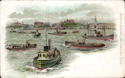 CPA Bateau Remorqeurs sortant du Port