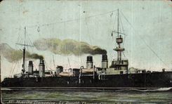 CPA Boat With the French Marine Dupetit Thoaurs Cruiser of 1st class