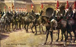 CPA Guard mounting at Whitewhall London Militaria Uniforme Soldats