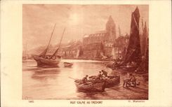 CPA Bateau Nuit Calme au Treport