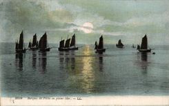 CPA Bateau Barques de Peche en Pleine Mer