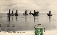 CPA Bateau Barques de peche en Pleine Mer