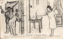 CPA Au Village Les Jeanes Curieux Humour Illustrateur 