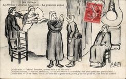 CPA At the Village the Household has Jacqaet Lhoumia the First Kid Humor Lestin Illustrator