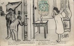 CPA Au Village Les Jeunes Curieux Humour Illustrateur Lestin 