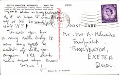 CPA Outer Harbor Polperro Poiperro has Picturesque fishing resart located by road