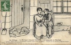 CPA At the Village the Marriage jaqnet Lhoumiu the proposal Folklore Costume Cats