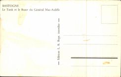CPA Bastogne the Tank and the Bust of General Mac Wuliffe