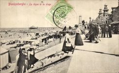 CPA Blankenberghe the dam and the beach