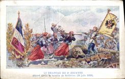 CPA the Flag Of the 2nd Zouaves decorates after the battle with Solferino June 24th 1859