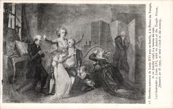 CPA Derniere entrevue de Lous XVI avec sa famille a la Prison du Temple le Javier a heures du soir