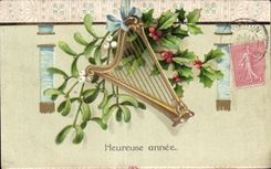 CPA Fantaisie Fleur Harpe 