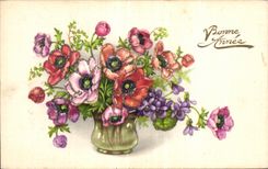 La fantasia de CPA florece Feliz Ano Nuevo