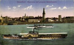 CPA Dusseldorf Panorama put grossem Rheindampfer Bateau