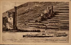 CPA Mauseturm und Ehrenfels Bateau