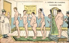 CPA Fantasy Militaria Scenes of barracks the first visit Doctor Medecin