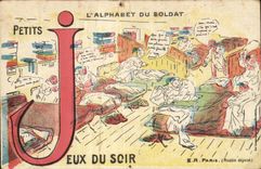 CPA Fantasy Militaria alphabet of the soldier Plays of the evening