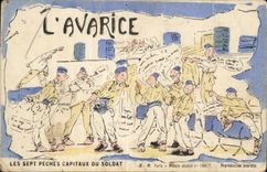 CPA Fantasy Militaria avarice seven fishings capital of the soldier