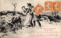 CPA Fantaisie Nos bons paysans Un bon remede Ane Donkey 