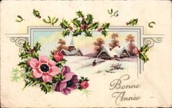 CPA Fantaisie Fleurs Bonne annee