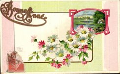 La fantasia de CPA florece Feliz Ano Nuevo