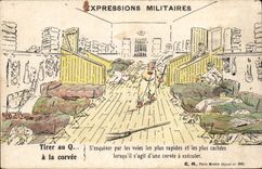 CPA To draw with Q with the drudgery Military Expressions Militaria