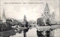 CPA Metz vista del puente medio