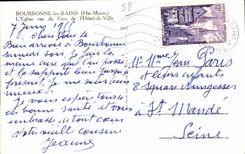 CPA Bourbonne les bains (Hte-Marne) L Eglise vue du Pare de I Hotel de ville