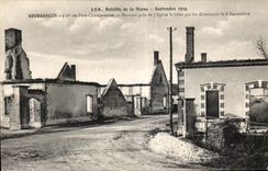 CPA Battles of the Gourgancon Marne close Fre Champenoise Houses close to church brulee by German