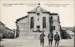 Champagne Commemorative plaque CPA of the body colonial army on church with Hans