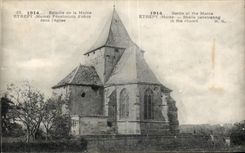 CPA Battles of the Marne Etrepy Penetration shell in church