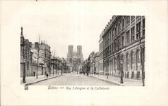 CPA Reims street Libergier and the cathedral