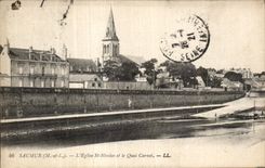 CPA Saumur L eglise St Nicolas et le quai Carnot