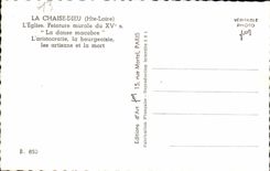 CPA dios de la silla el alto mural de la iglesia de Loire de los artesanos macabros y de la muerte de la clase media de la aristocracia de la danza de XVe