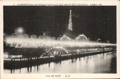 CPA Exposition internationale des Arts decoratifs Paris 1925 Tour Eiffel Vue denuit