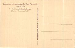 CPA Fair international of decorative Arts Paris 1925 House of the United Kingdom Robertson