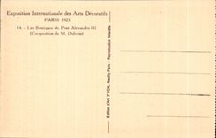 CPA Exposition internationale des Arts decoratifs Paris 1925 Les boutiques du Pont Alexandre III ( Dufrene )