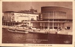 CPA Exposition Internationale Paris 1937 pavillons de belgique et suisse