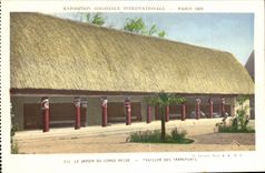 CPA Exposition Coloniale Internationale Paris le jardin du congo belge pavillon des transports