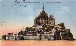 CPA Le mont michel Les remparts et l abbaye