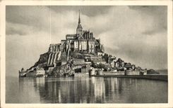 CPA Abbaye du mont st michel Vue generale face sud maree haute