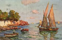 CPA enarena el barco del barco del olonne