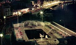 CPA sands Olonne the swimming pool and the embankment the night