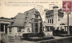 CPA Exposition Internationale des arts Decoratifs Paris 1925 Pavillon de Mulhouse et Tour de Bourgogne 