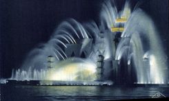 CPA Exposition Internationale de Arts Decoratifs Paris 1925 Le Theatre d Eau Vue de nuit