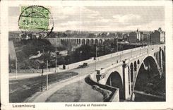 CPA Luxemborg Bridge Adolphe and Footbridge