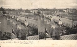 CPA La Suisse Bale Le Vieux Pont et I Hotel des Trois Rois